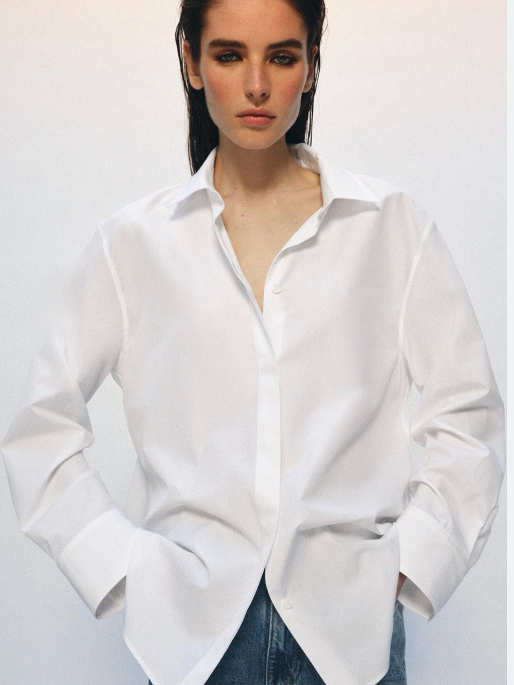 Zara ZW Collection Oversized White Poplin Shirt